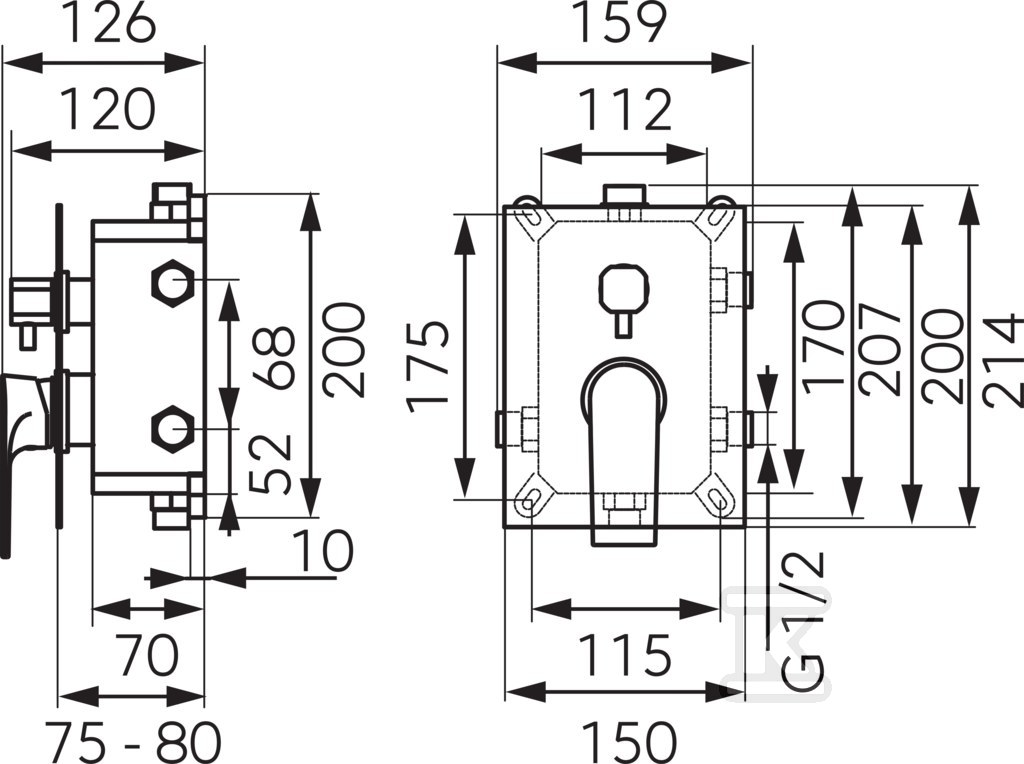 Bateria box-podtynkowa ALGEO SQUARE - BAQ7P3BOX